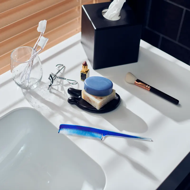 Handmade bar on a soap dish by the sink
