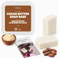 Cocoa Butter Soap Base tub with finished bars and the recipe book