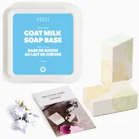 Goat milk soap base tub with boxed bars and the recipe book