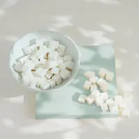 Goat milk soap base cut into cubes, ready to melt