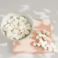 Oatmeal soap base cut into cubes